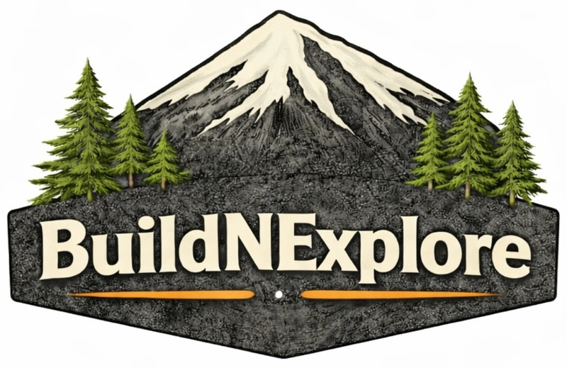 BuildNExplore mountain and trees logo